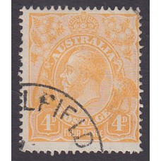 Australian    King George V    4d Orange   Single Crown WMK Plate Variety 2R11